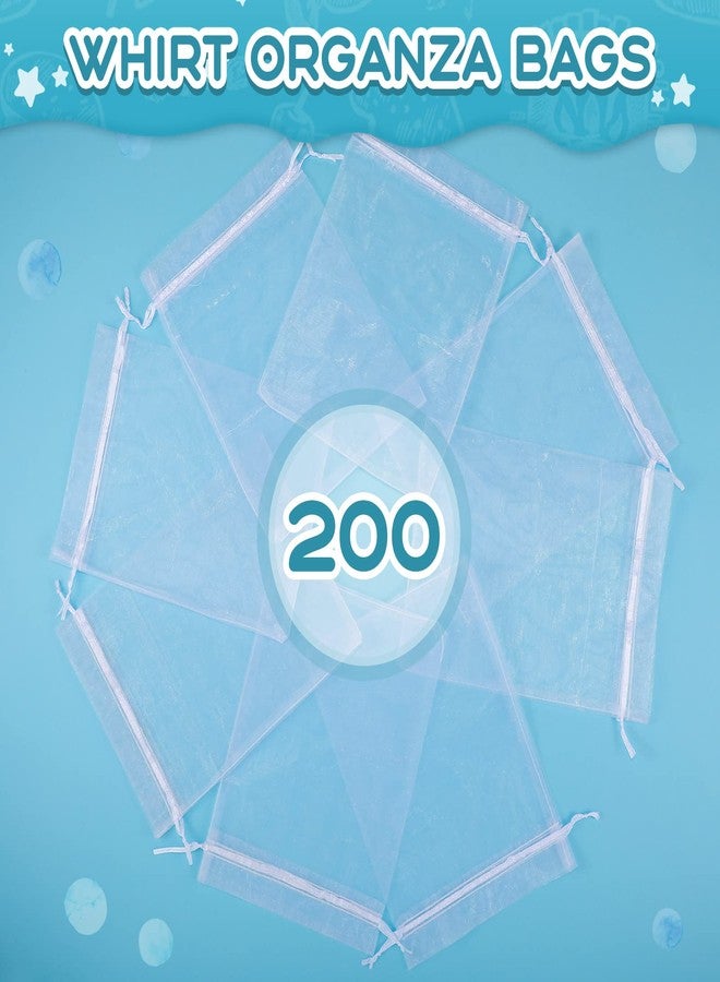Funtery مجموعة هدايا عيد الميلاد من فانتري، 200 قطعة، أكياس أورجانزا كبيرة، 7 × 9 بوصة، أورجانزا بيضاء، أكياس هدايا شبكية برباط، أكياس مجوهرات، تغليف هدايا، هدايا عيد الحب، حفلات الزفاف، حفلات ما قبل الزفاف - Image 3